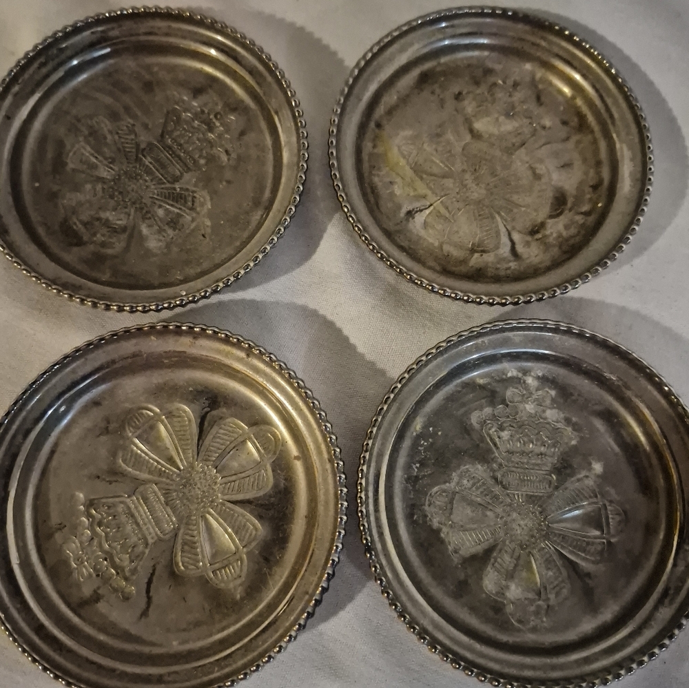 Vintage Silver Coasters Set of 4
